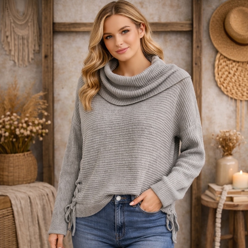 Anthropologie Kaisely Knit‎ Pull Over Cowl Turtleneck Sweater Large